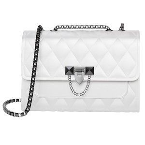 Quilted Shoulder Bags Faux Leather Crossbody Bags for Women White-large